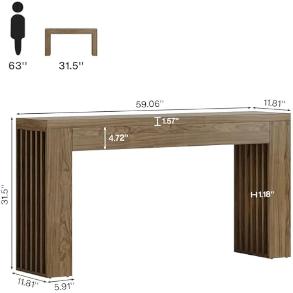 Ljustra 59 Inch Wooden Console Table Modern Furniture Entryway Living Room
