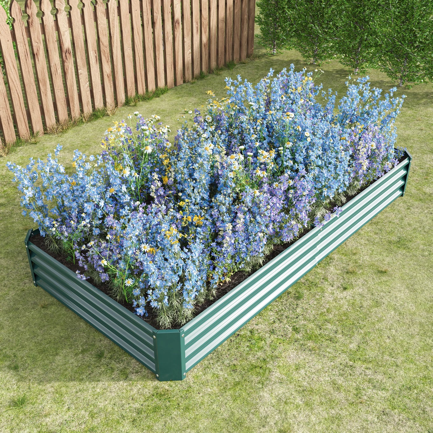 Large Metal Raised Garden Bed Kit for Flowers and Vegetables 7.6x3.7ft