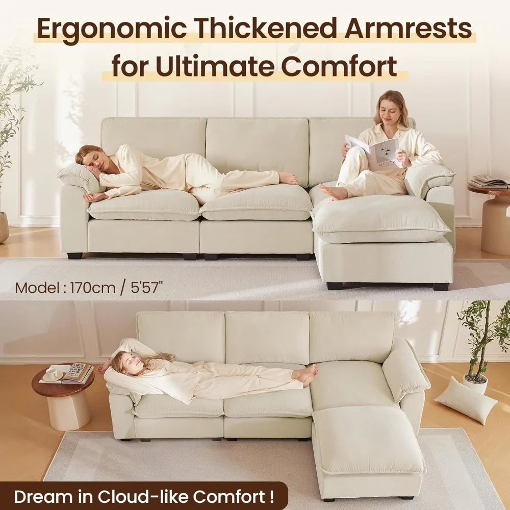 Ljustra Modular Sectional Sofa Deep Seat Reversible Chaise Couch