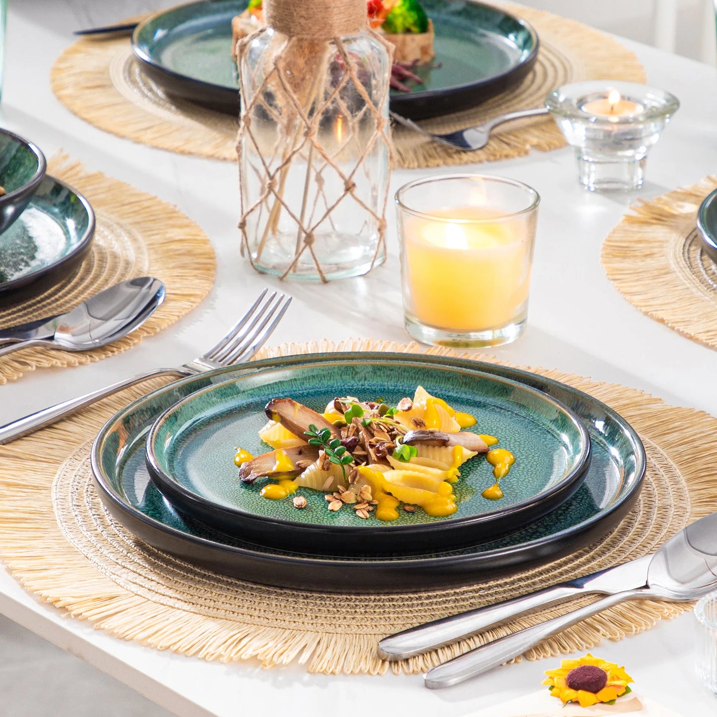 Ljustra 24 Piece Dinnerware Set for 6 Eco-Friendly Ceramic Dishes