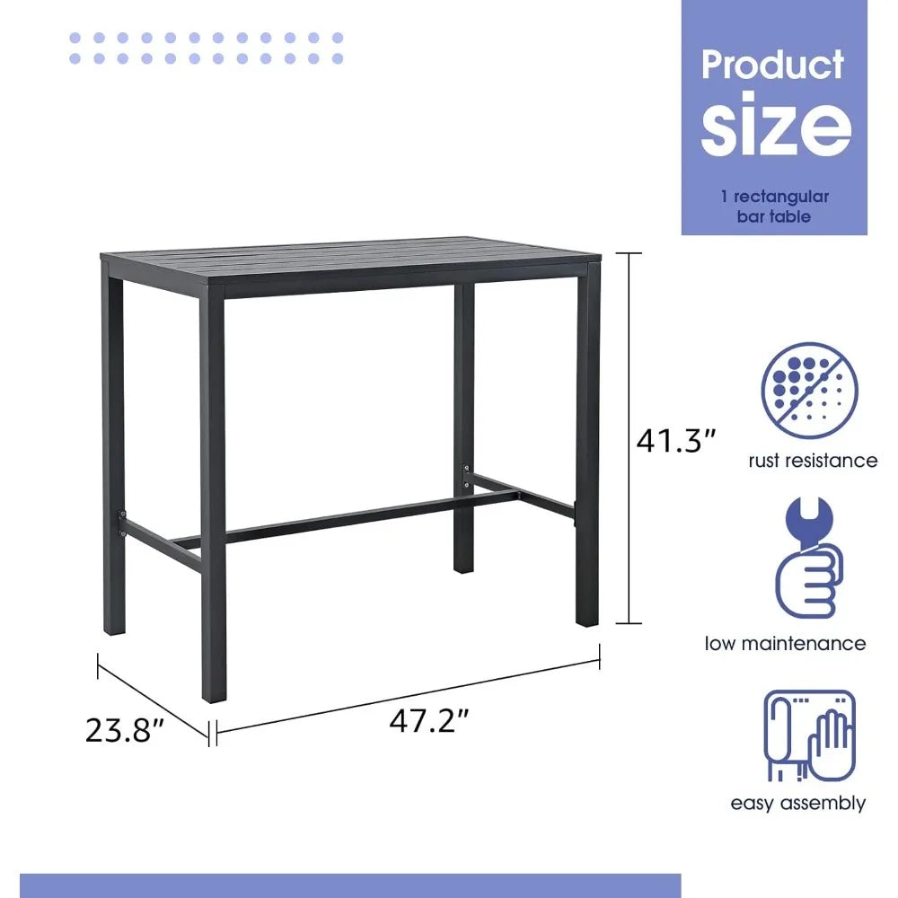 Ljustra Bar Table High Top Aluminum Frame Indoor Outdoor Pub Table