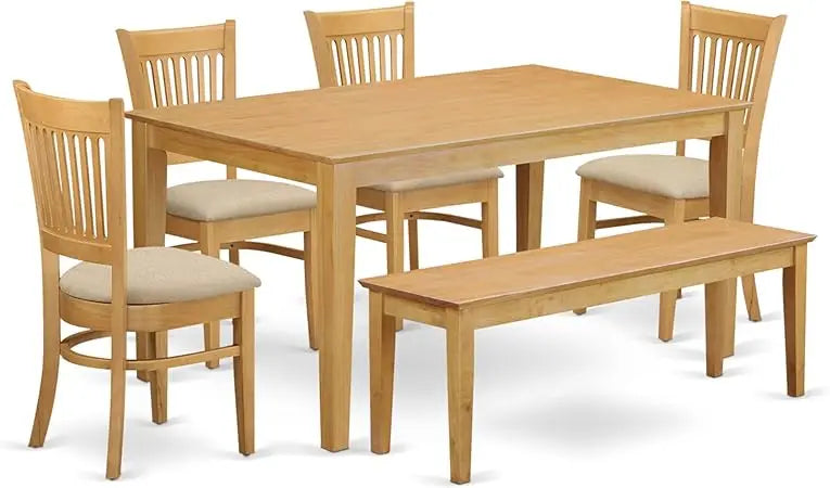 Ljustra 7 Piece Dining Table Set Rectangular Wooden Table 6 Chairs