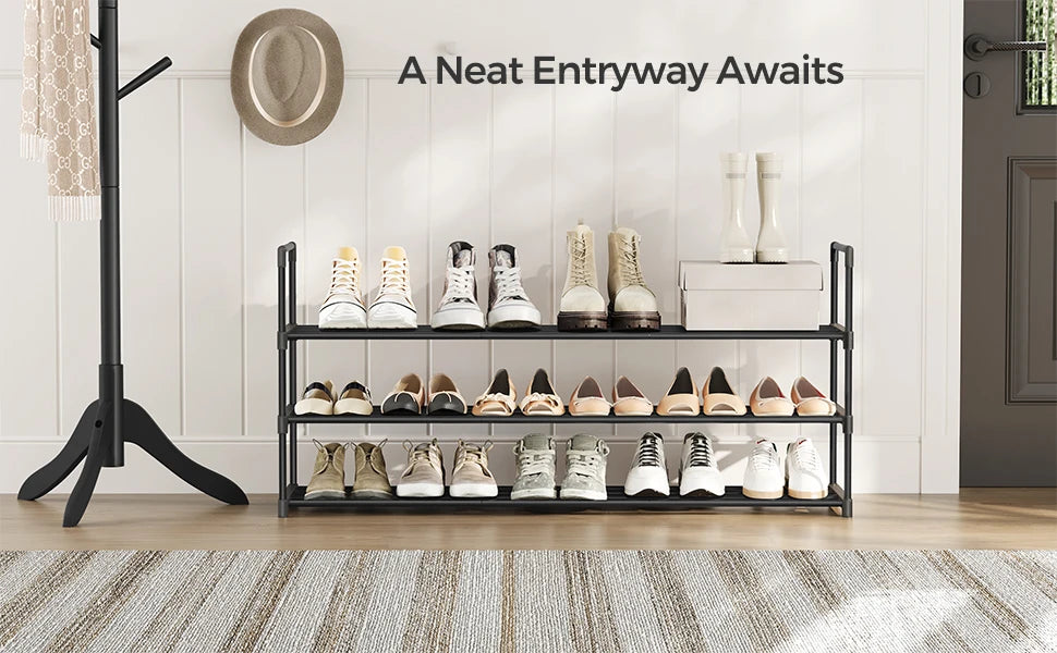 Ljustra 3 Tier Shoe Rack Organizer Metal Storage for 18 Pairs of Shoes
