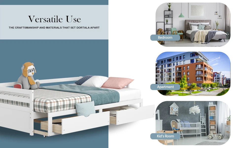 Twin to King Daybed with Trundle and Storage Drawers Modern Sofa Bed