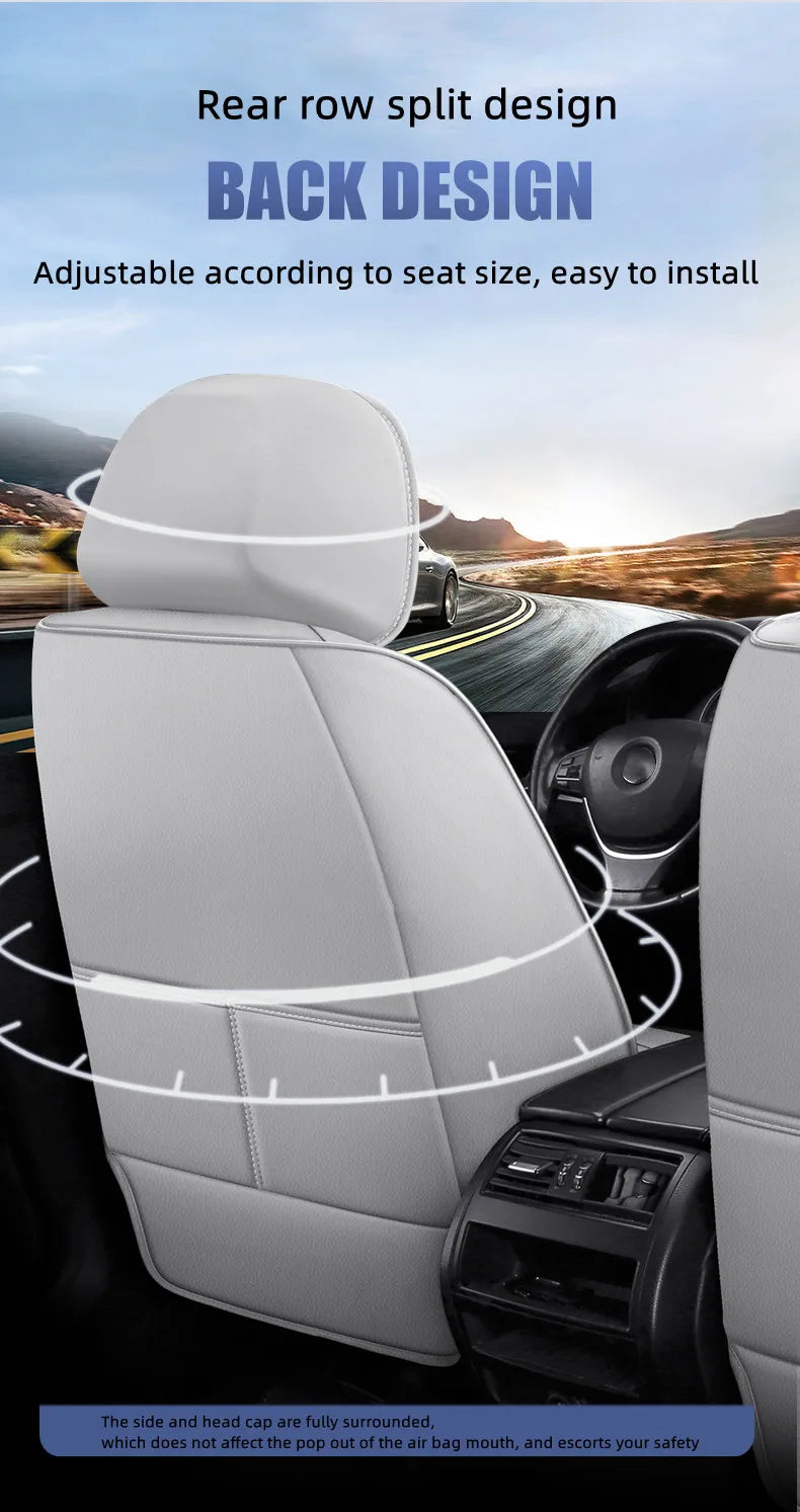 5-Seats Car Seat Cover Full Set Universal PU Leather Waterproof Protectors