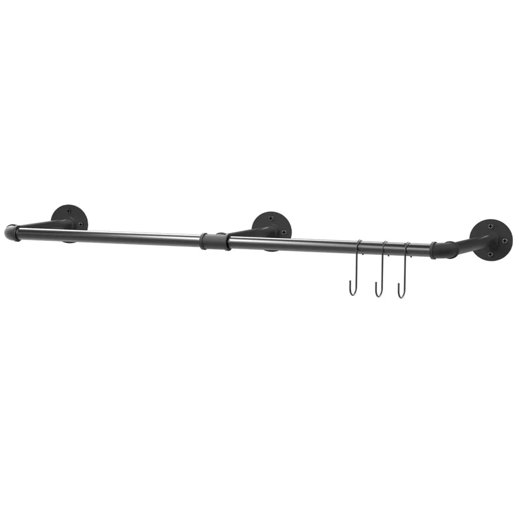 Wall Mounted Industrial Pipe Clothes Rack Space Saving Garment Rail