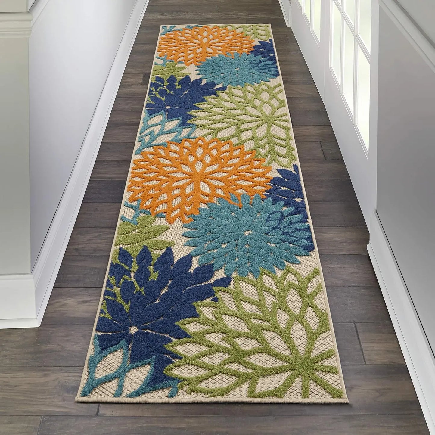 Tropical Botanical Area Rug 5'3" x 7'5" Easy Clean Non Shedding