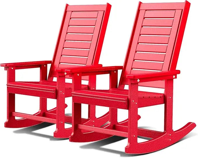 Outdoor Rocking Chairs Set of 2 HDPE Plastic Oversized Rockers