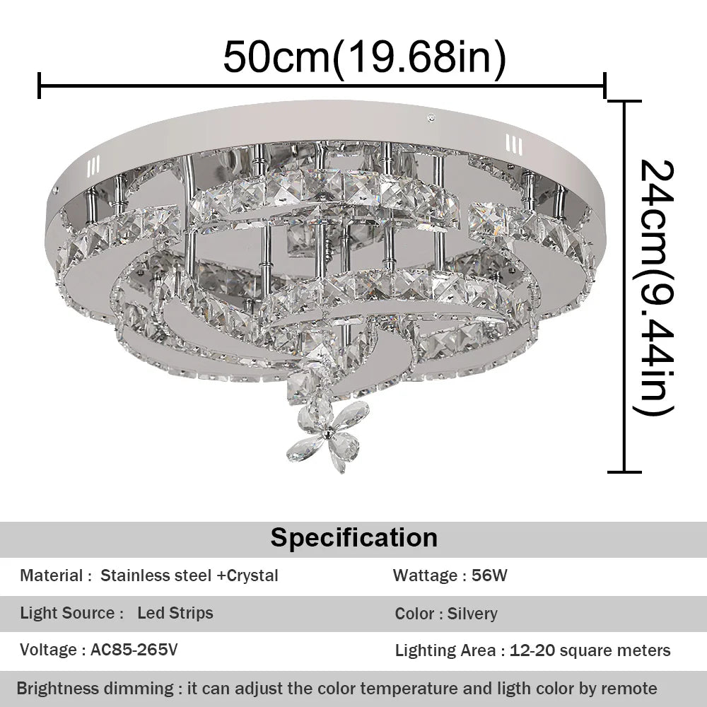 Modern Crystal Drop Chandelier LED Ceiling Light Home Decor