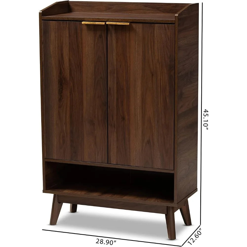 Lena Mid-Century Modern 5-Shelf Wood Entryway Shoe Cabinet Furniture