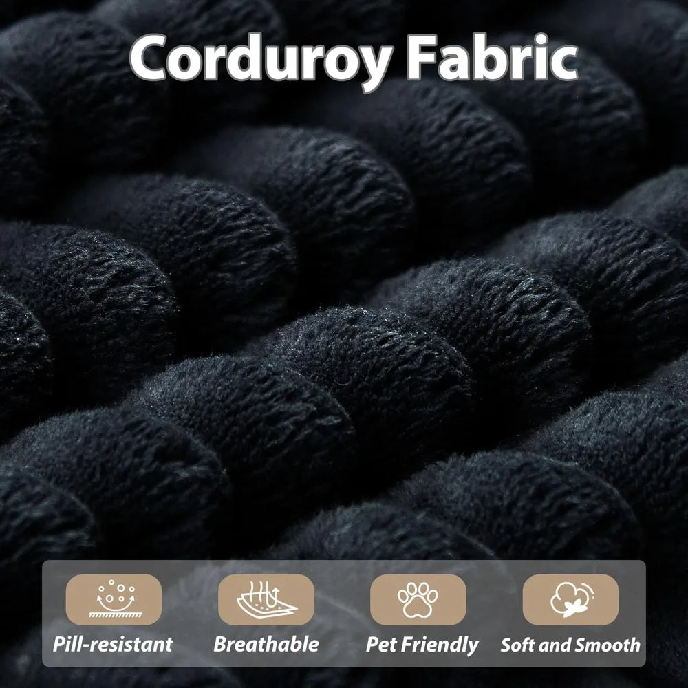 63" Loveseat Sofa Corduroy Sponge Double Sofas Cloud Couch with Pillows