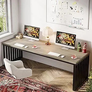 78 Inch Computer Desk Extra Long 2 Person Writing Table Industrial Style