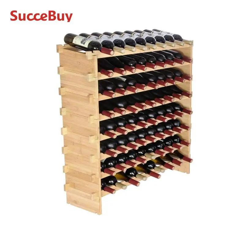 Ljustra Stackable Modular Bamboo Wine Rack for 48 72 Bottles Storage