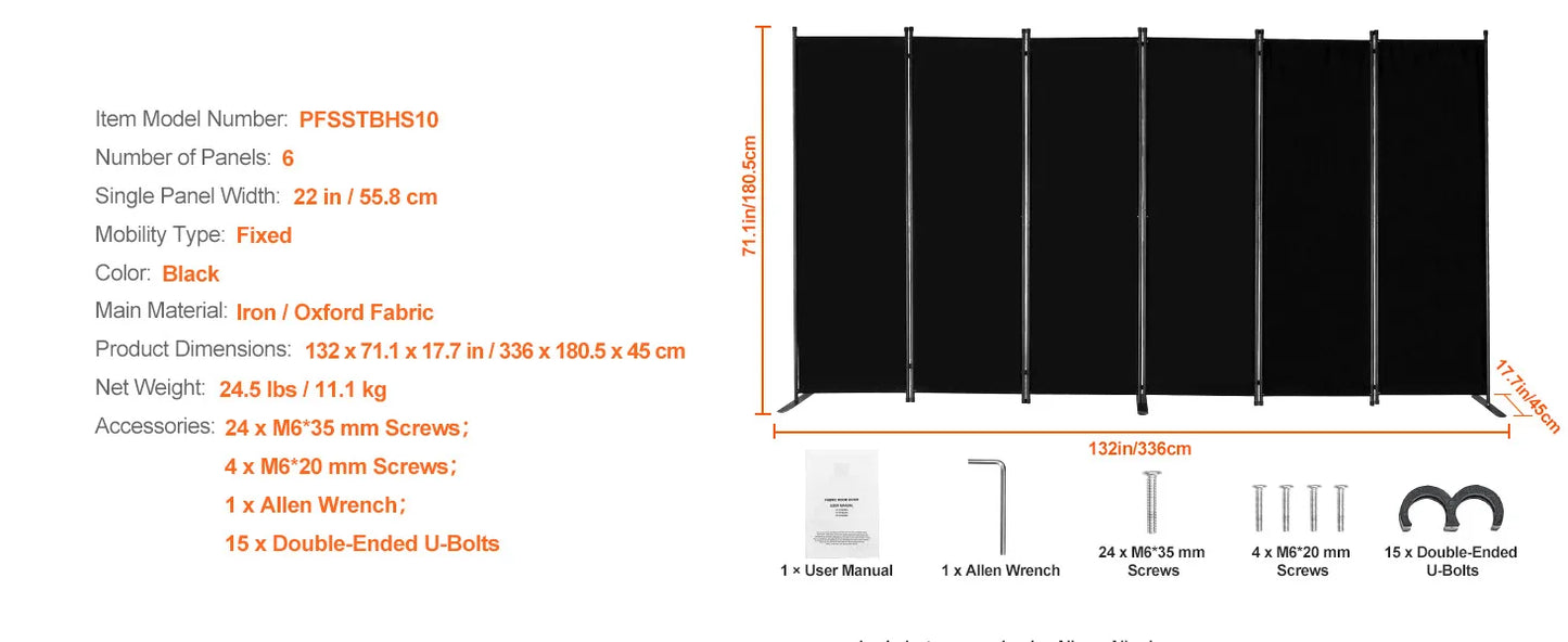 Ljustra 4 Panel Room Divider Folding Privacy Screen Freestanding Partition