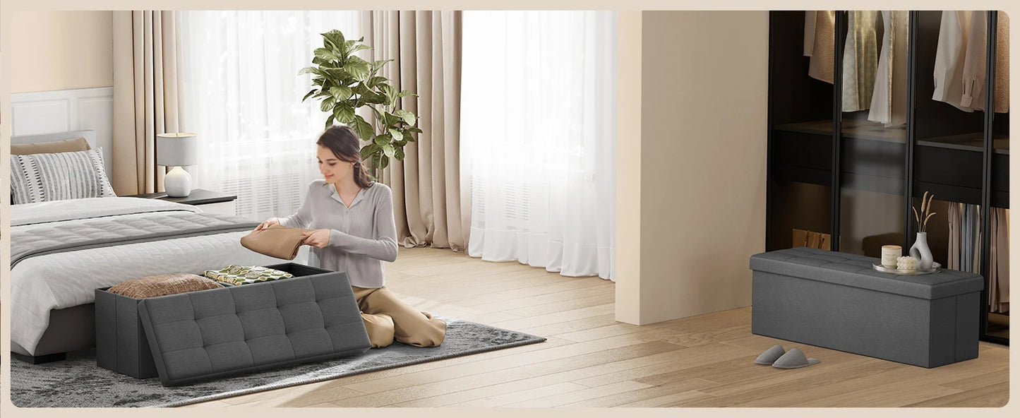 Ljustra Folding Storage Ottoman Bench 43 Inch Modern Home Furniture