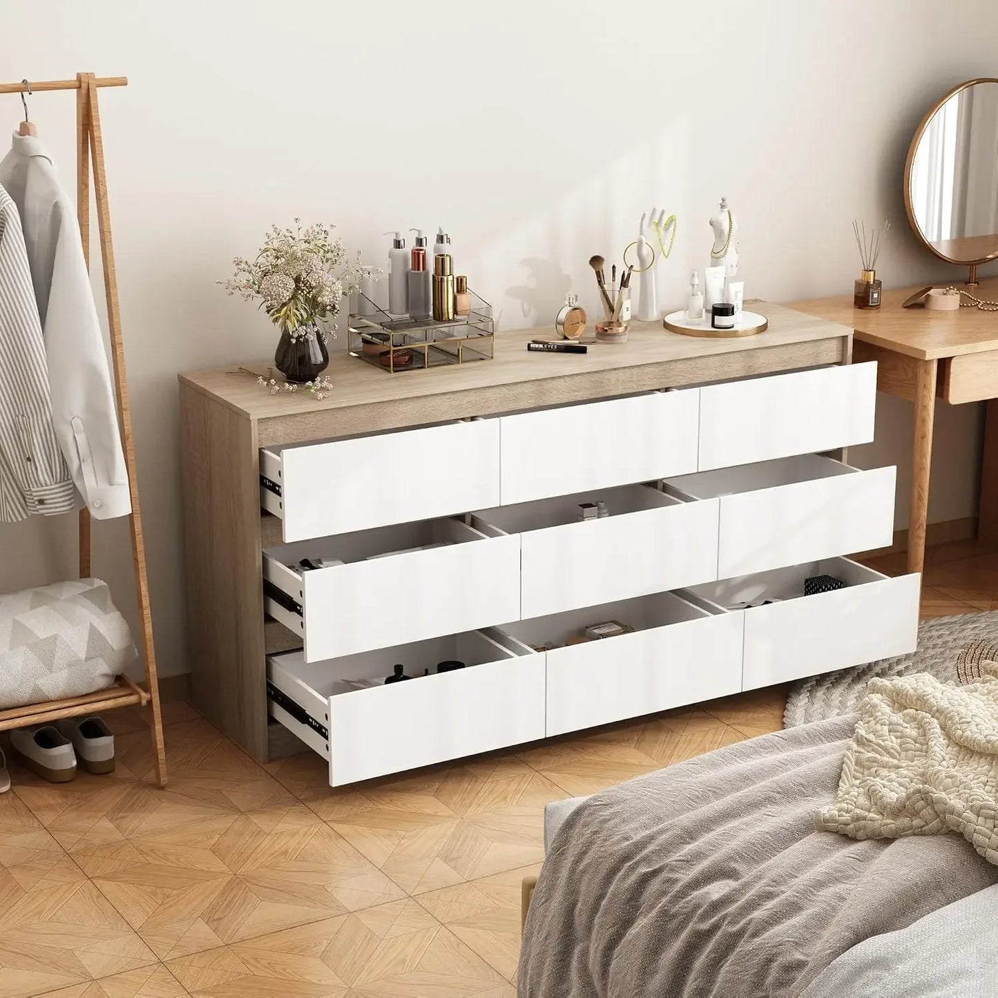 Ljustra Dresser Bedroom 9 Deep Drawers Modern Chest Freestanding Storage