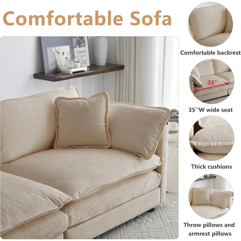 Ljustra Modular Sectional Sofa L-Shaped Couch 3-Seater with Ottoman