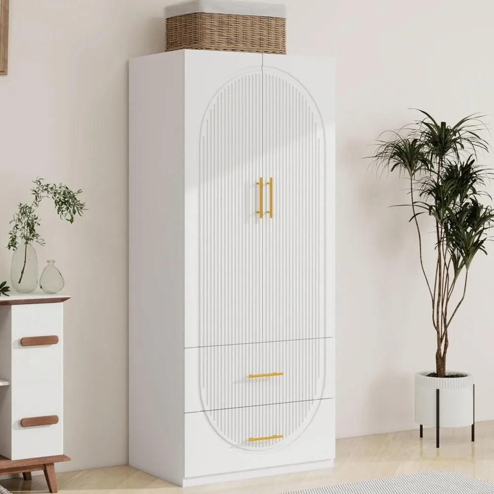 Ljustra Armoires Wardrobe Closet 74" High with 2 Doors and 2 Drawers