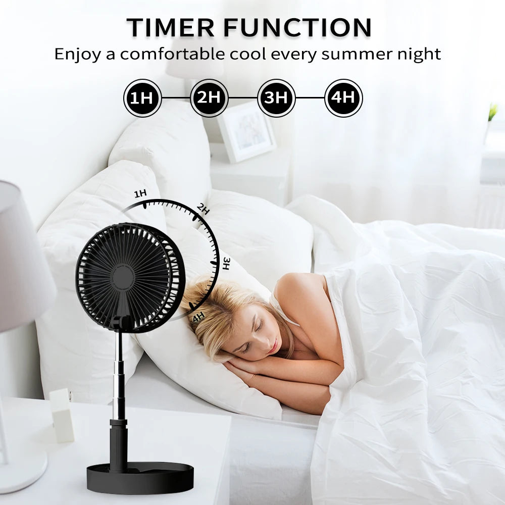 Portable Foldable Desk Fan with Remote Control and Timer Battery USB