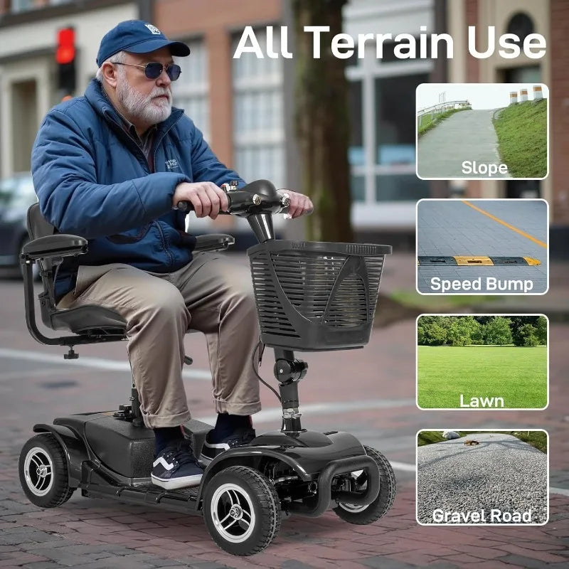4 Wheel Mobility Scooter Foldable Electric Scooter for Seniors Adults