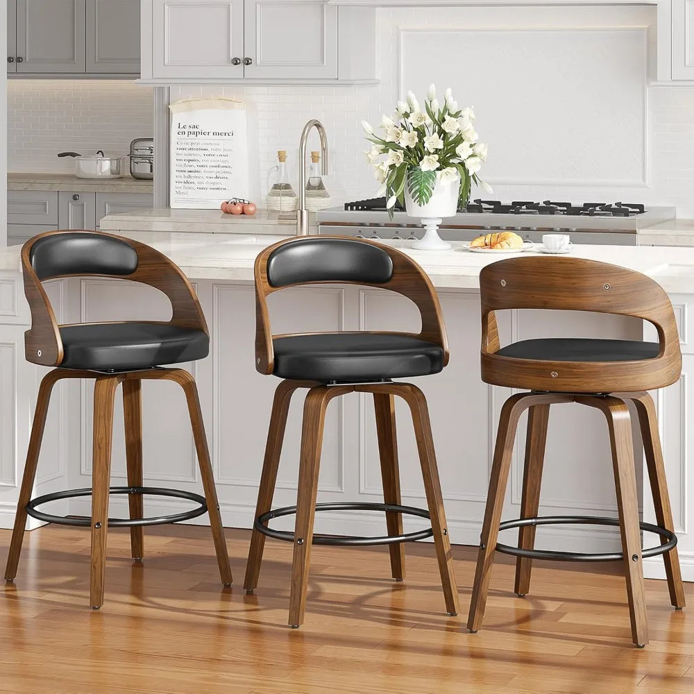 Swivel Bar Stools Set of 4 26 Inch Counter Height Bentwood Bar Chair