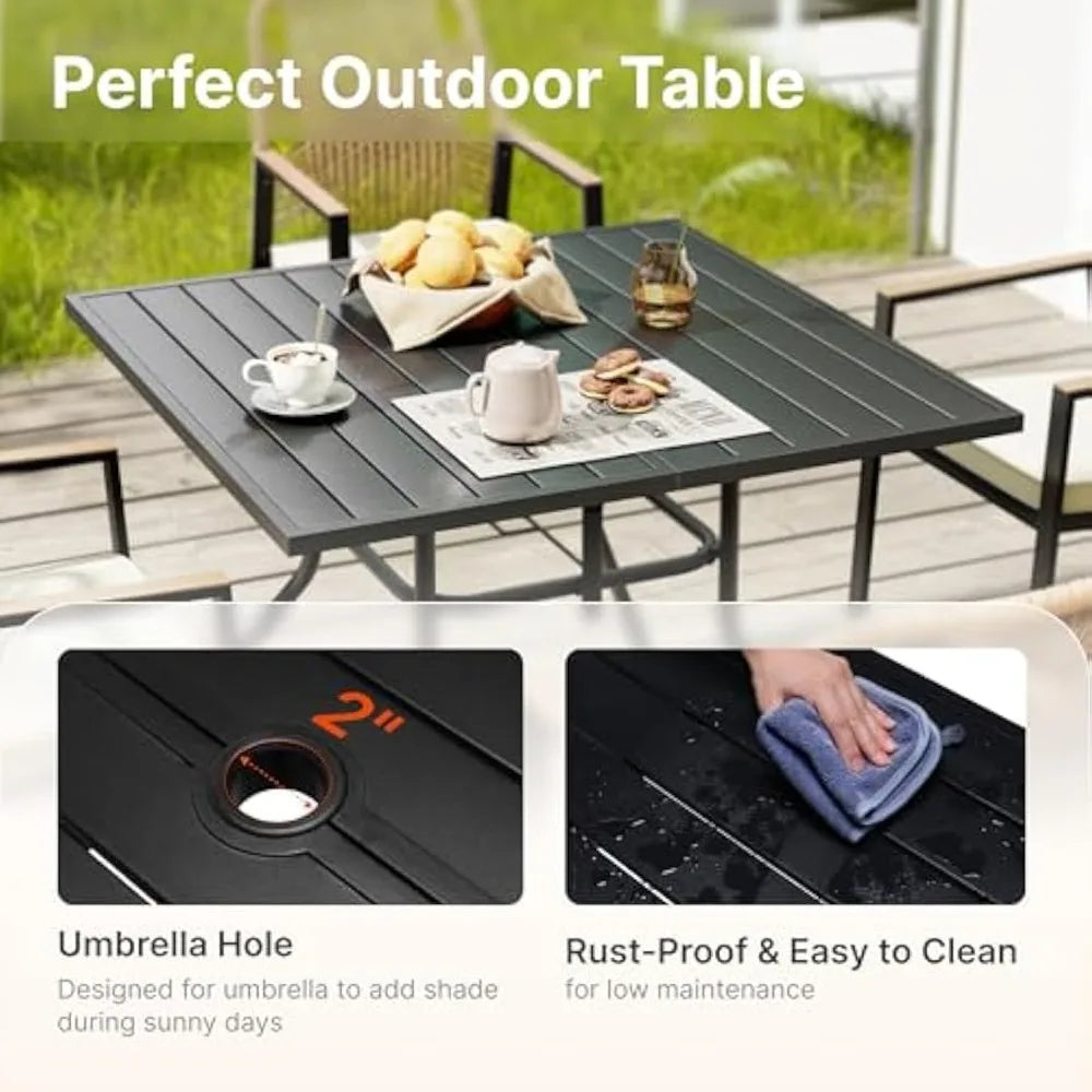 Ljustra Outdoor Patio Dining Set 5-Piece Rattan Table Chairs Cushions