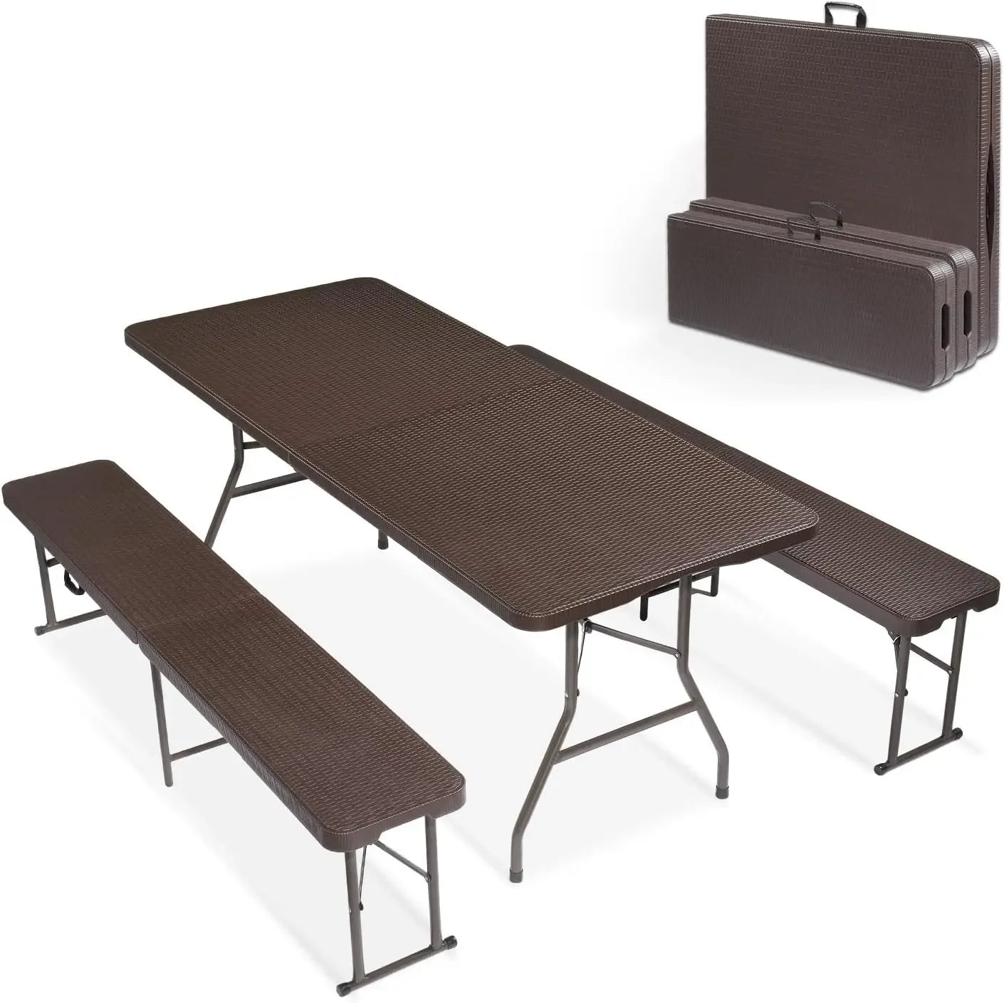 3-Piece Folding Picnic Table Set with 2 Benches for Outdoor Use