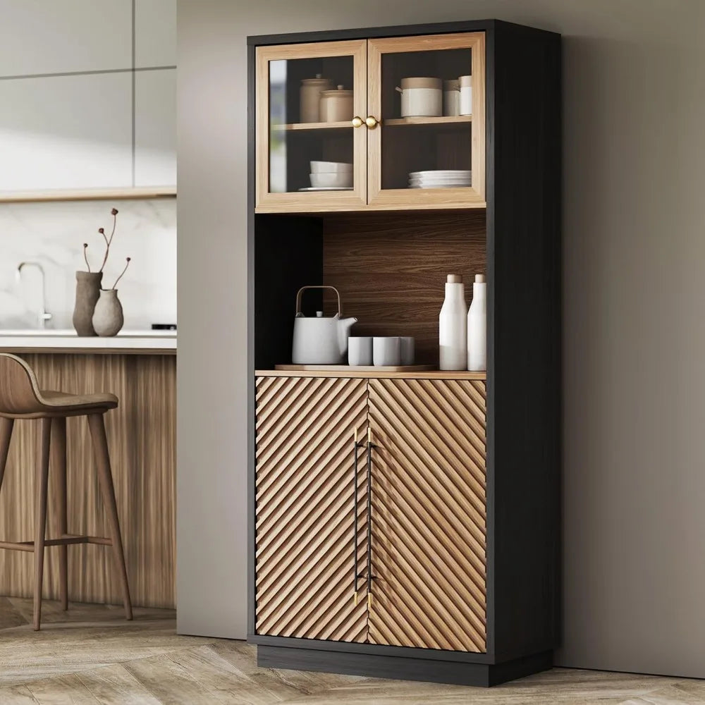 Tall Kitchen Pantry Cabinet Freestanding Hutch Adjustable Shelves Storage