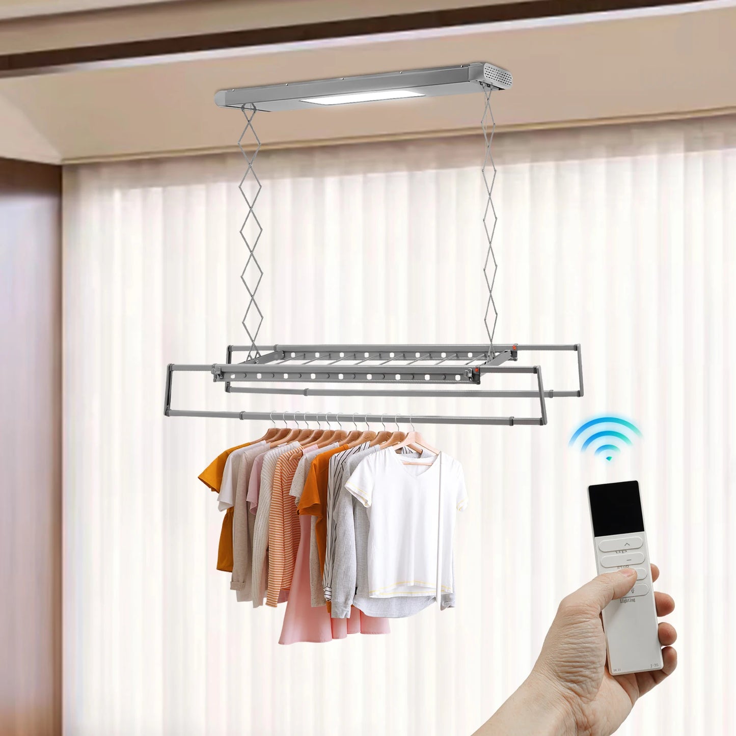 Electric Telescopic Clothes Dryer with Remote Control for Home Use