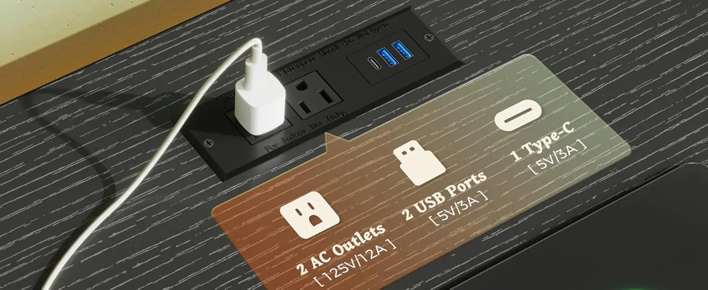 Modern TV Stand with Power Outlets LED Lights 7 Drawer Console