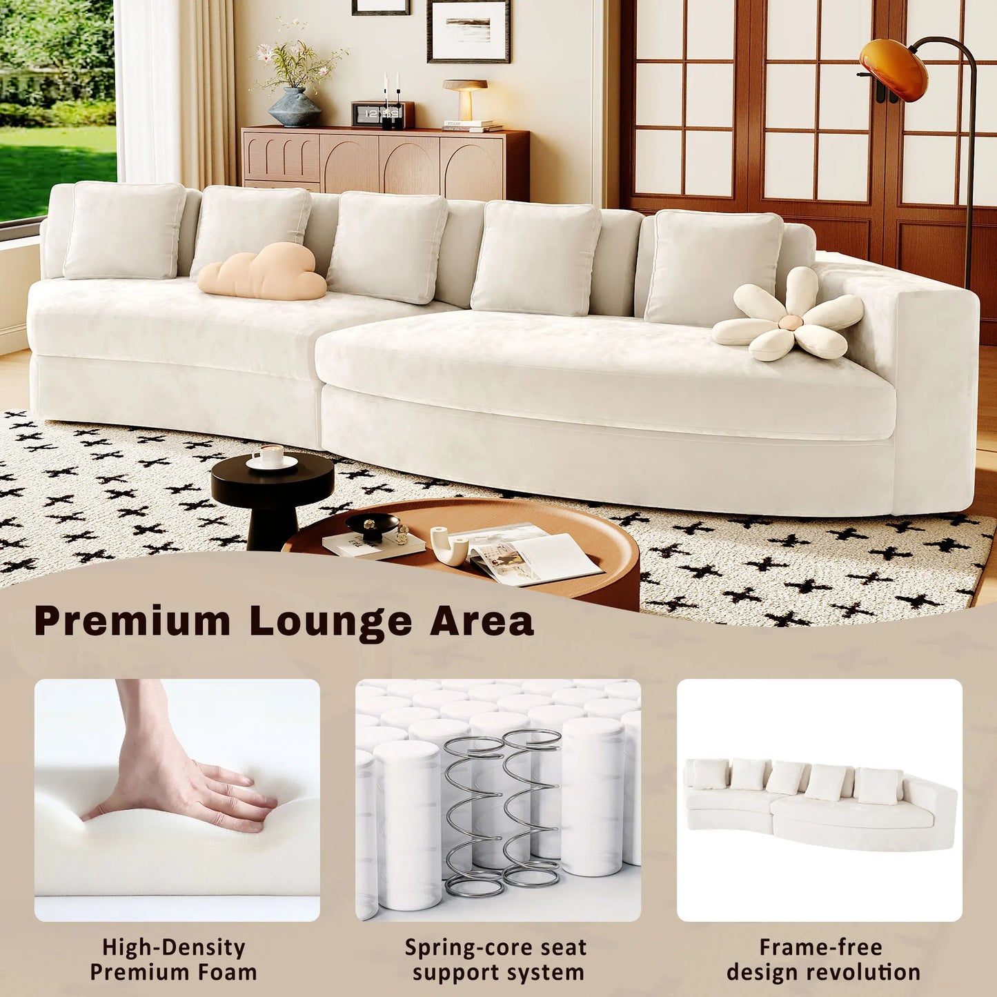 Ljustra 115.7" Modular Sectional Sofa Curved Couch for Living Room