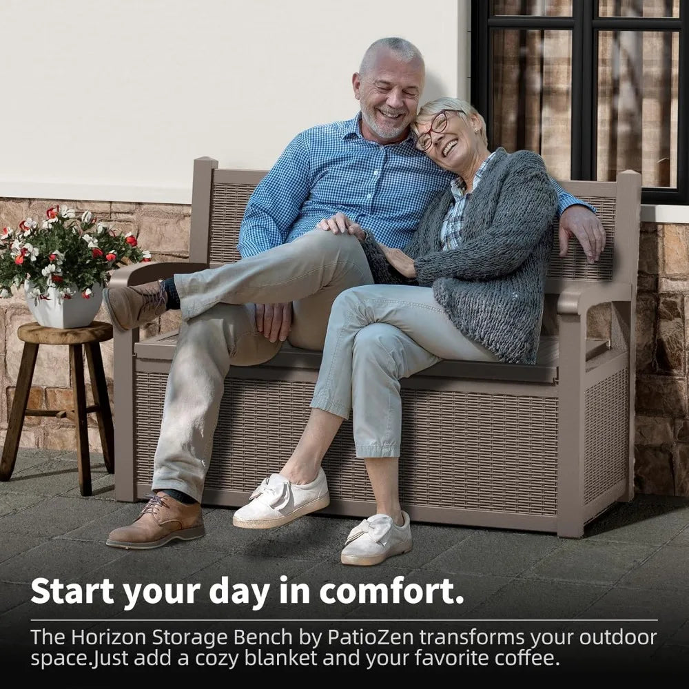 Ljustra 80 Gallon Waterproof Storage Bench Outdoor Lockable Deck Box