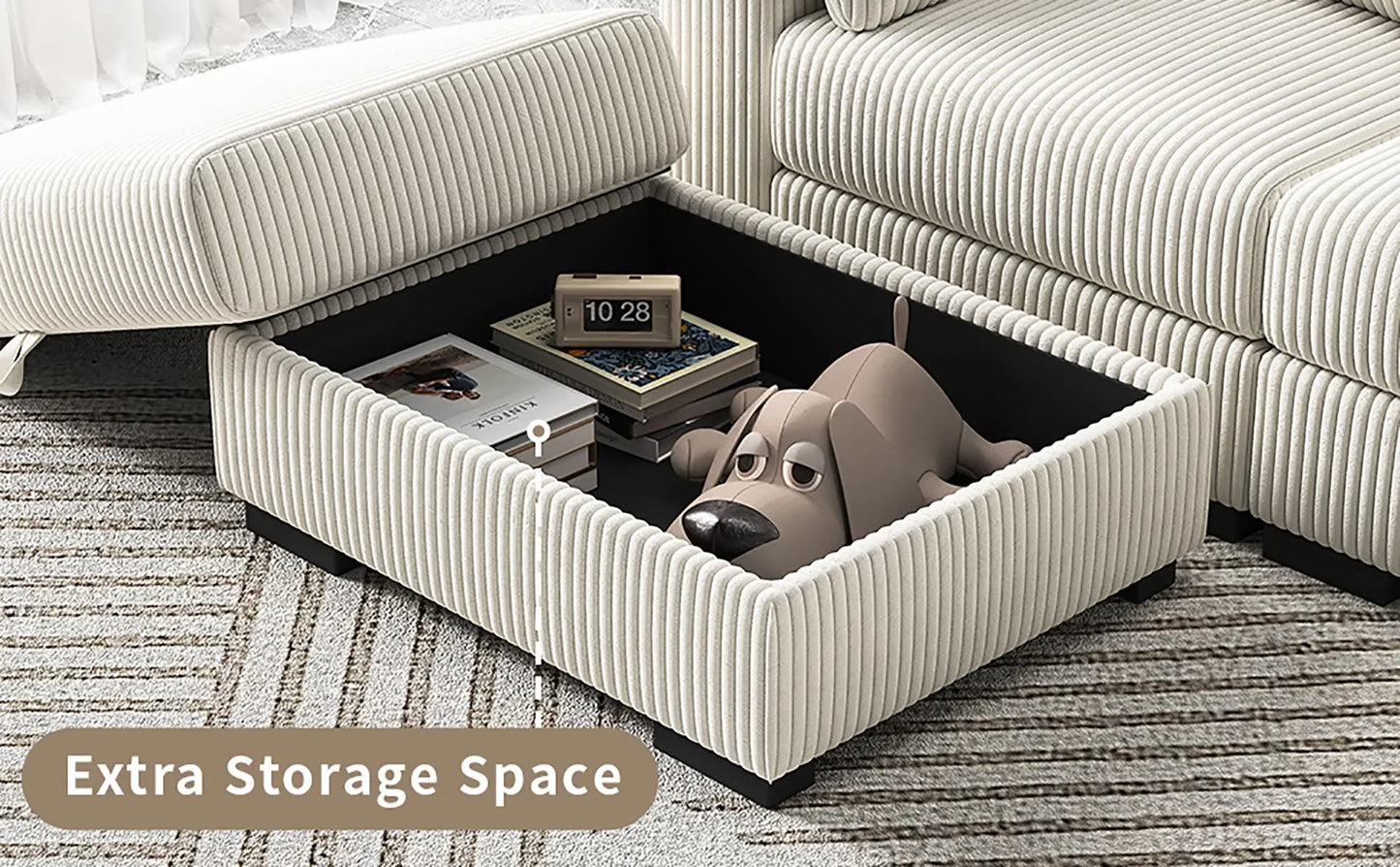 Corduroy Modular Sectional Sofa Modern Cloud Couch Living Room Furniture