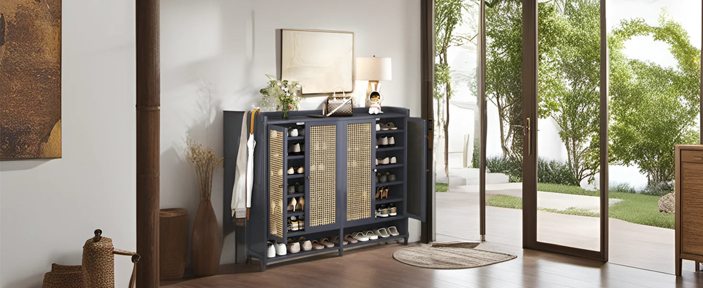 8 Tier Bamboo Shoe Storage Cabinet Freestanding Shoe Rack for Closet