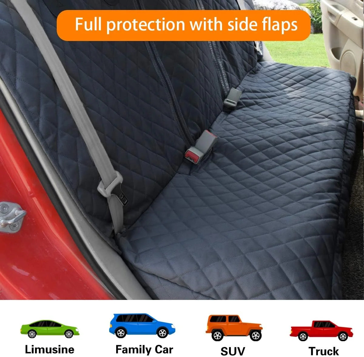 Dog Car Seat Cover Waterproof Non-Slip Back Seat Protector for Pets
