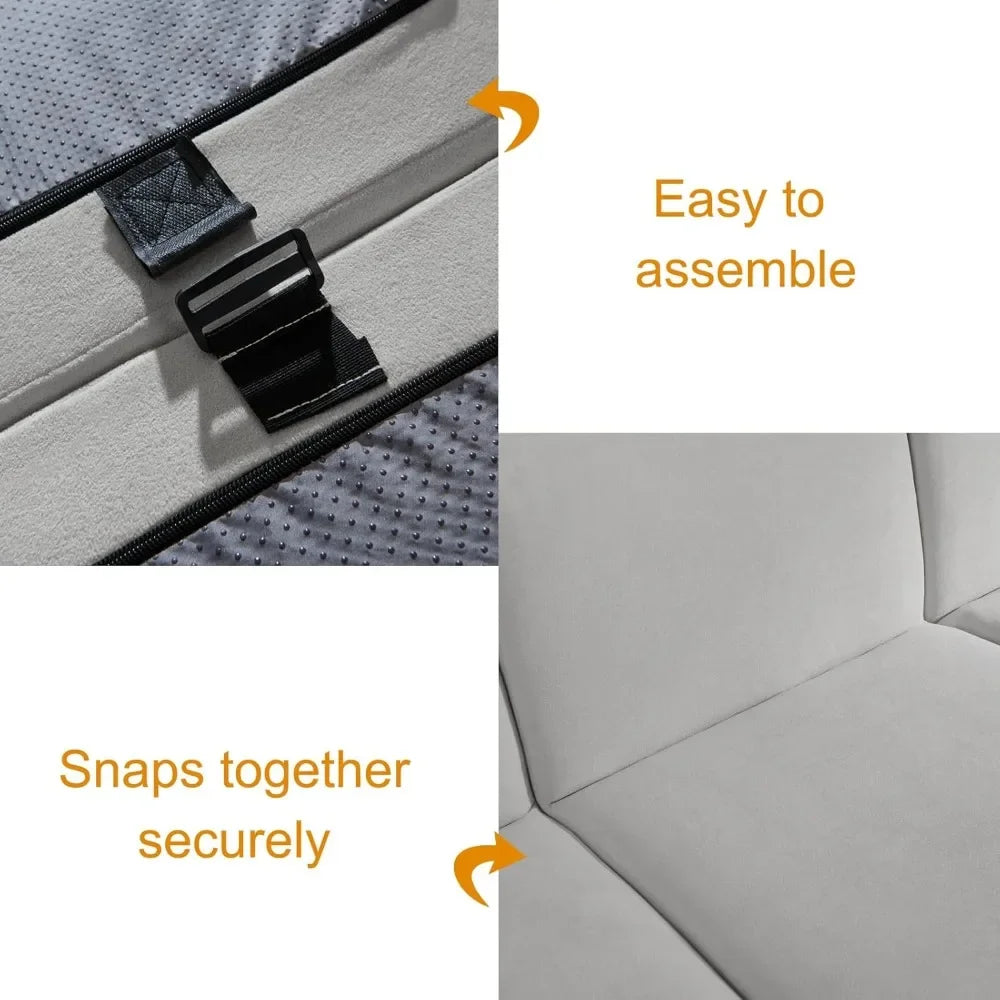 Modular Sectional Sofa 101 Inch Grey Polyester Couch Living Room