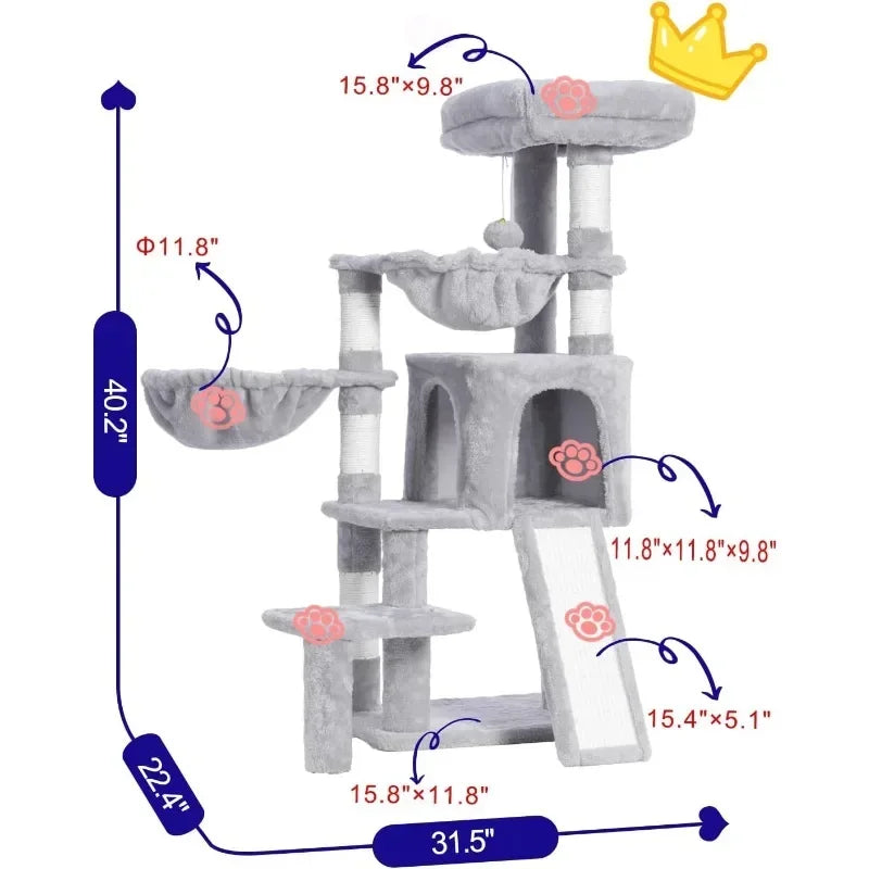 HOME Cat Tree Tower with Condo 2 Baskets Large Platform Scratch Posts