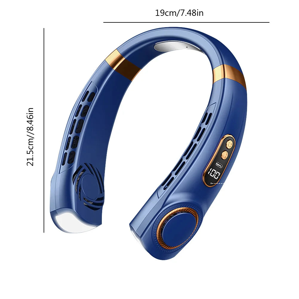 Mute USB Bladeless Neck Fan 5 Speeds Rechargeable Portable Cooling Fan