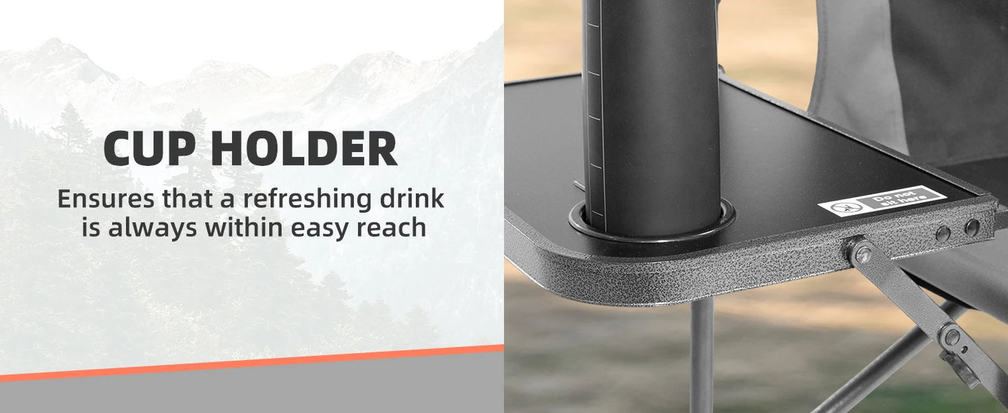 Tisetrail Camping Chair with Cooler Bag and Side Tray Outdoor Directors Chair