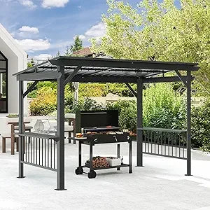 Domi 6.5x12FT Hardtop Grill Gazebo Outdoor BBQ Shelter with Shelves