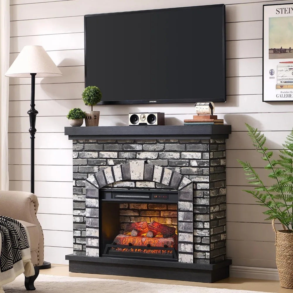 42 Inch Electric Fireplace Mantel TV Stand Farmhouse Heater Remote Control