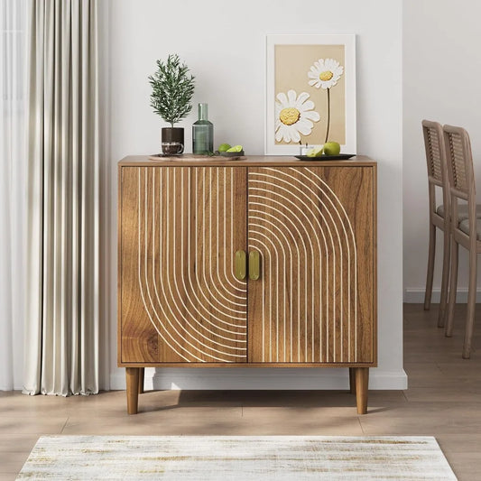 Small Accent Cabinet Rustic Sideboard Storage Buffet with 2 Doors