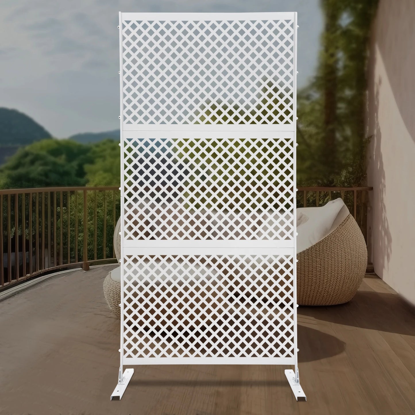 Elegant White Steel Privacy Screen Freestanding Room Divider 3 Panels