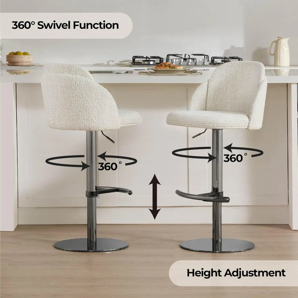 Adjustable Bar Stools Set of 2 Modern Counter Height with Backrest