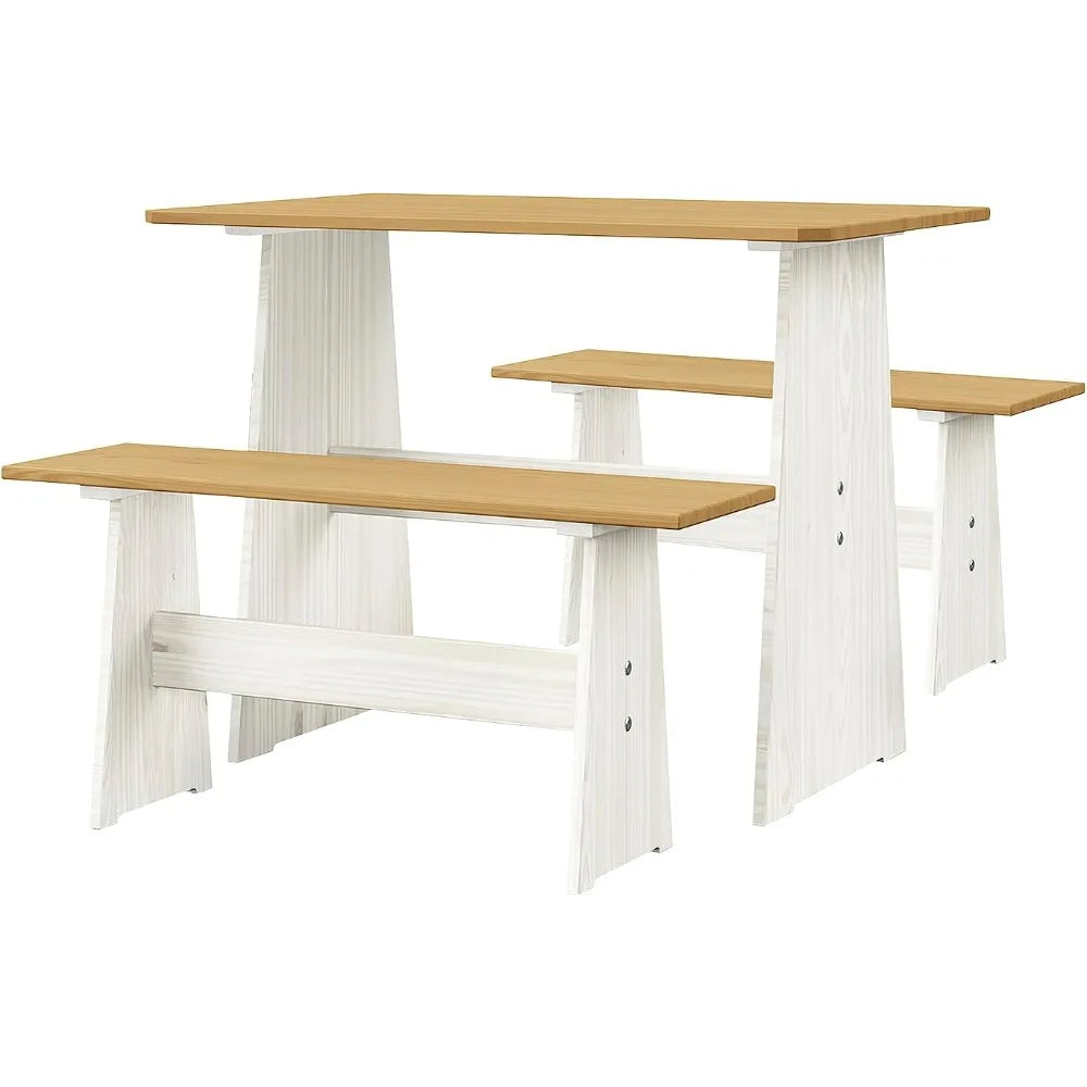 Ljustra Chapman 3 Piece Casual Dining Set Kitchen Table with Benches