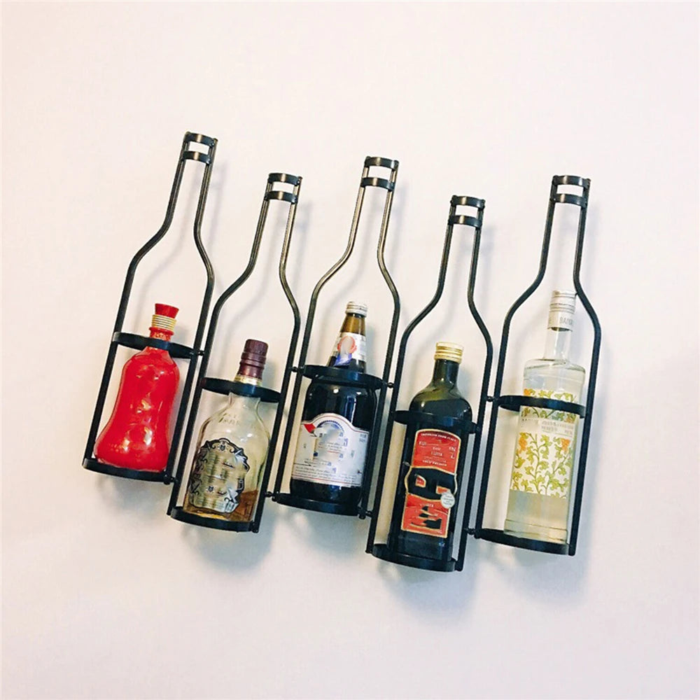 Wall Mounted Wine Bottle Rack Metal Hanging Wine Organizer Home Decor