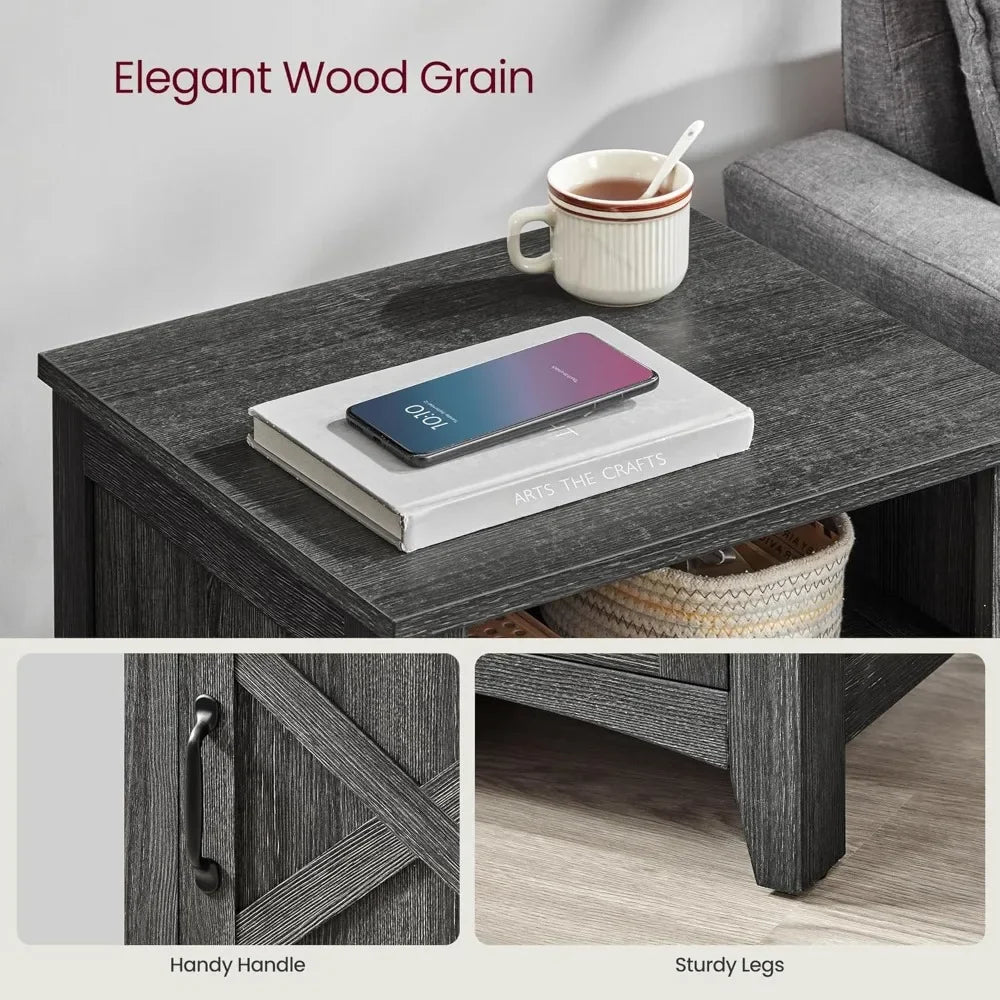 Farmhouse Nightstand Set of 2 Bedside Storage Tables for Bedroom Living