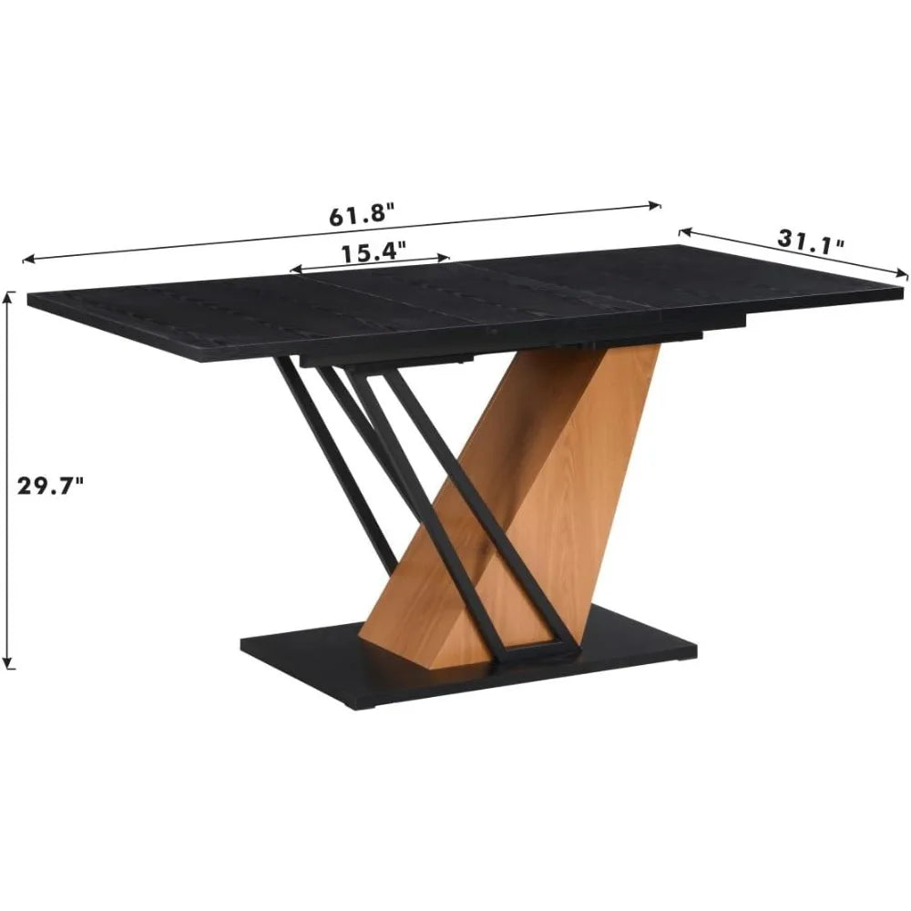 Extendable Dining Table for 4-6 Modern Wooden Rectangular Design