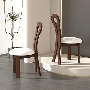 Modern Dining Chairs Set of 2 Upholstered Leisure Chairs Wood Legs
