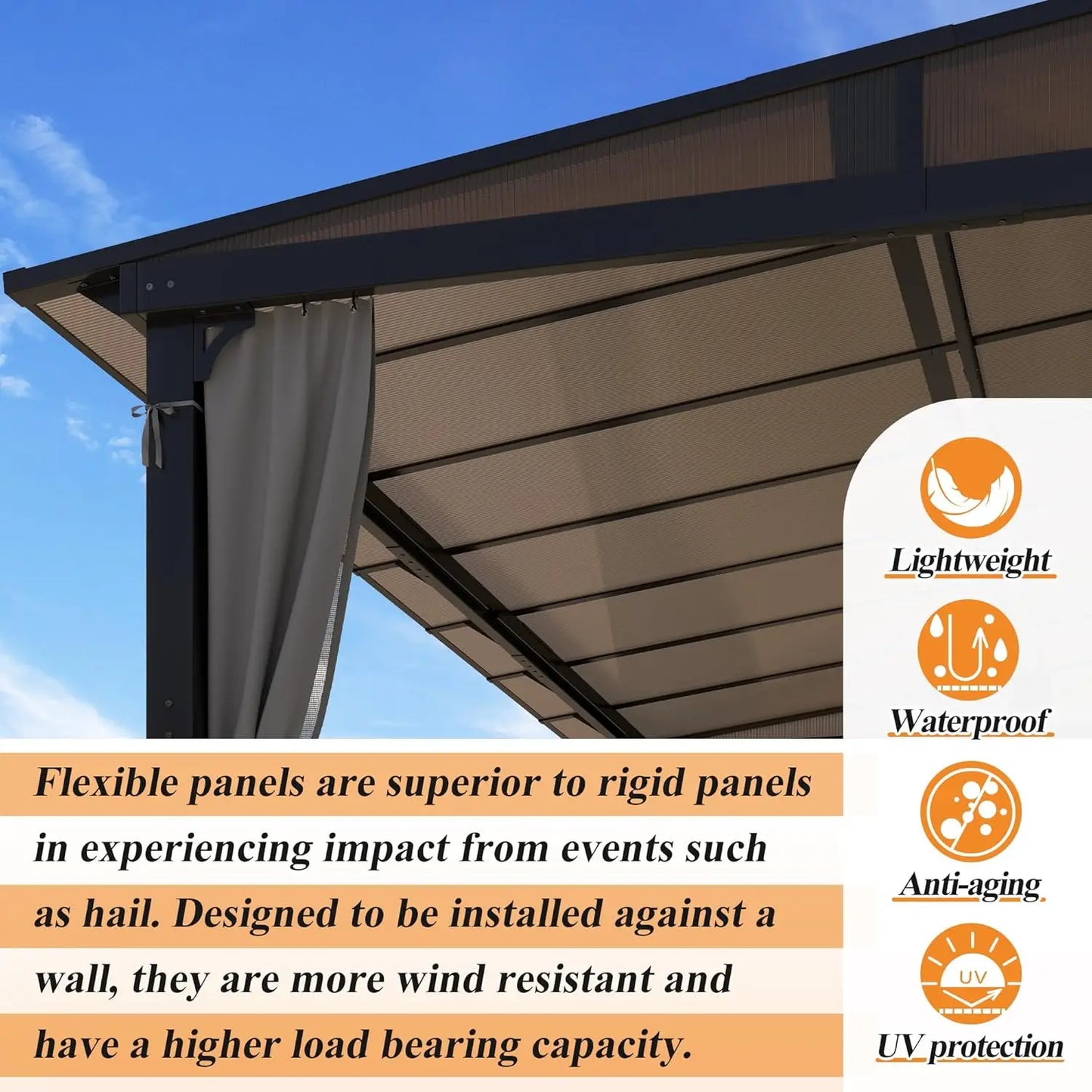 10x13 Patio Gazebo Aluminum Lean-To Pergola Outdoor Canopy Awning